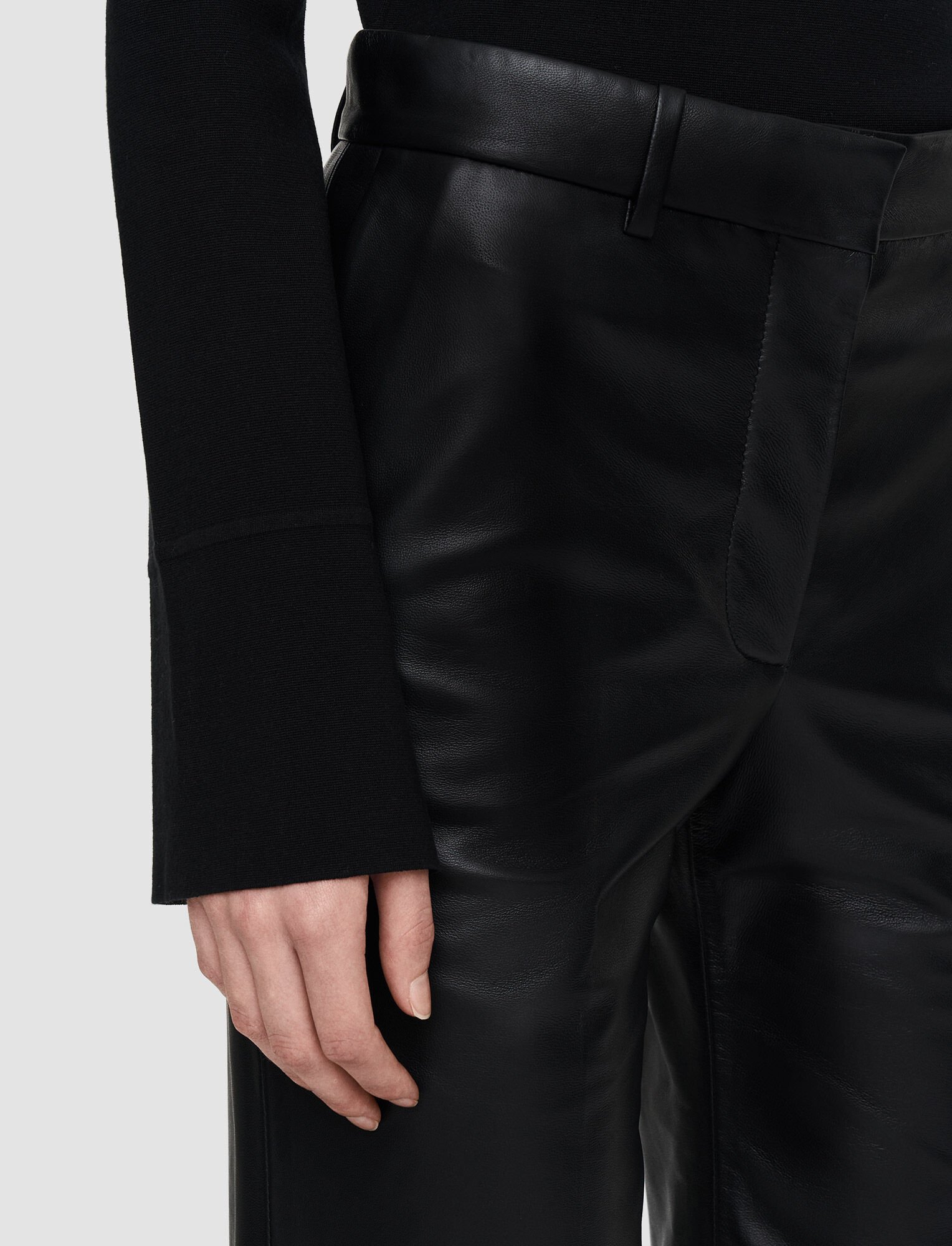 Joseph, Nappa Leather Talia Trousers, in Black
